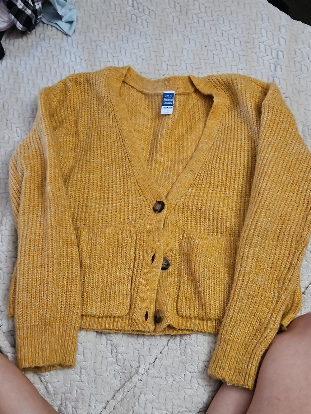 Old Navy Mustard Yellow Chunky V-Neck Cardigan